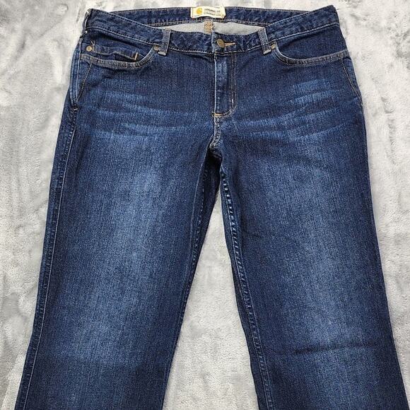 Carhartt Jeans Womens 12 TALL Blue Dark Wash Original Fit Straight Leg Stretch - Picture 2 of 16